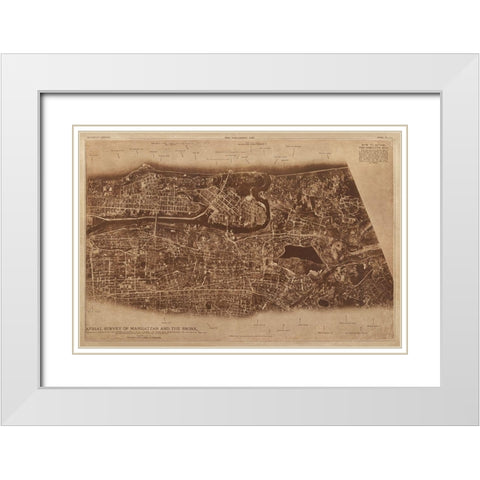 New York City Detail-photographed from two miles up in the air 1922 White Modern Wood Framed Art Print with Double Matting by The Lionel Pincus and Princess Firyal Map Division