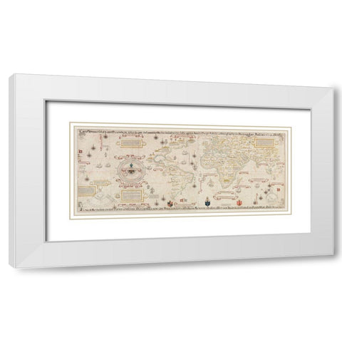 World Map 1900 White Modern Wood Framed Art Print with Double Matting by Ribeiro, Diogo