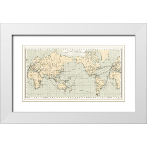 Geographical Statistical World Lexicon 1888 White Modern Wood Framed Art Print with Double Matting by Metzger, Emil