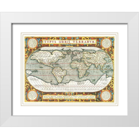 Typus orbis terrarum 1587 White Modern Wood Framed Art Print with Double Matting by Ortelius, Abraham