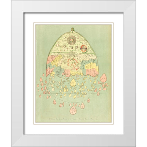 A Burmese map of the world 1906 White Modern Wood Framed Art Print with Double Matting by Griggs, William
