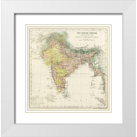 Second Edition of The Imperial Gazetteer of India 1885 White Modern Wood Framed Art Print with Double Matting by Hunter, William Wilson