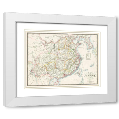 Map of China-1848 White Modern Wood Framed Art Print with Double Matting by Wyld, James