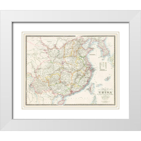 Map of China-1848 White Modern Wood Framed Art Print with Double Matting by Wyld, James