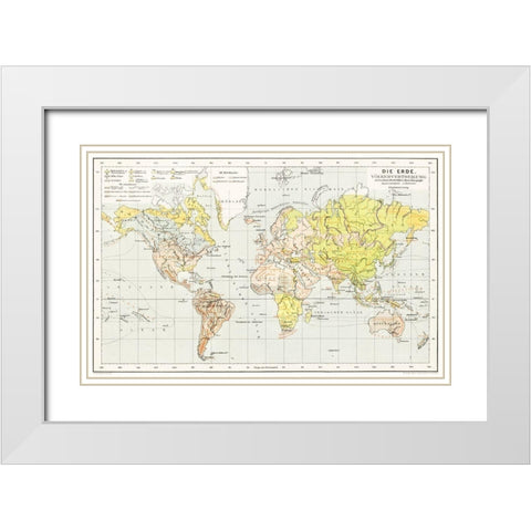 The Earth a general geography and area 1896 White Modern Wood Framed Art Print with Double Matting by Heiderich, Franz