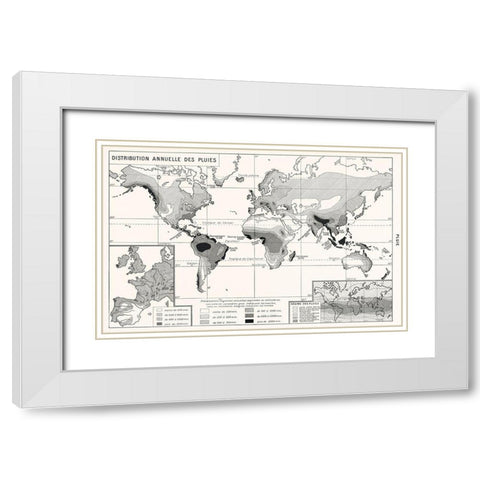 Annual Rainfall Distribution White Modern Wood Framed Art Print with Double Matting by Vintage Maps