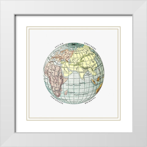 World atlas from The Practical Teaching of Geography 1878 White Modern Wood Framed Art Print with Double Matting by British Library