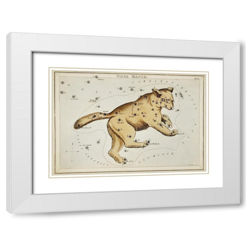 Astronomical chart illustration of the Ursa Major White Modern Wood Framed Art Print with Double Matting by Hall, Sidney