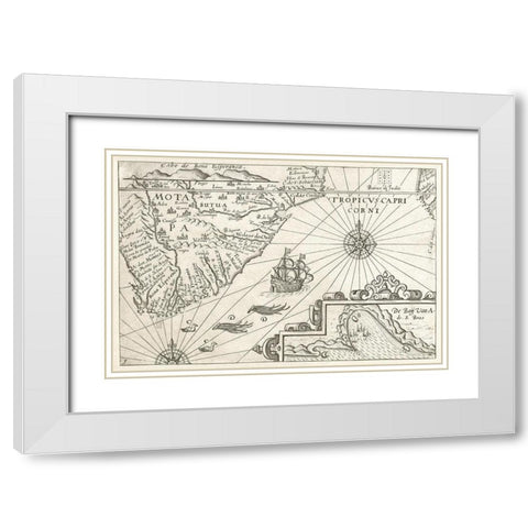 Map of the Cape of Good Hope White Modern Wood Framed Art Print with Double Matting by Vintage Maps
