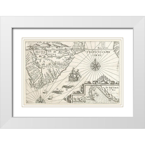 Map of the Cape of Good Hope White Modern Wood Framed Art Print with Double Matting by Vintage Maps