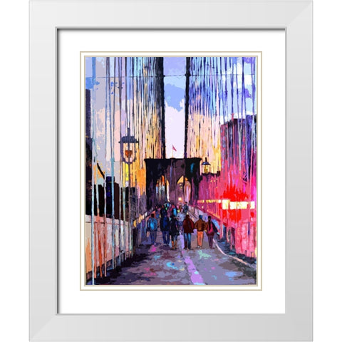Brooklyn Nights White Modern Wood Framed Art Print with Double Matting by Ghanooni, Sarah