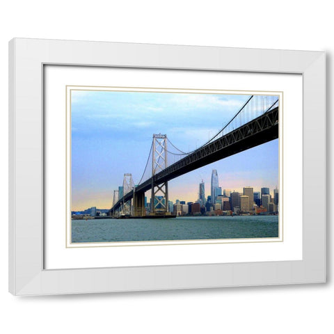 San Francisco Skyline White Modern Wood Framed Art Print with Double Matting by Ghanooni, Sarah