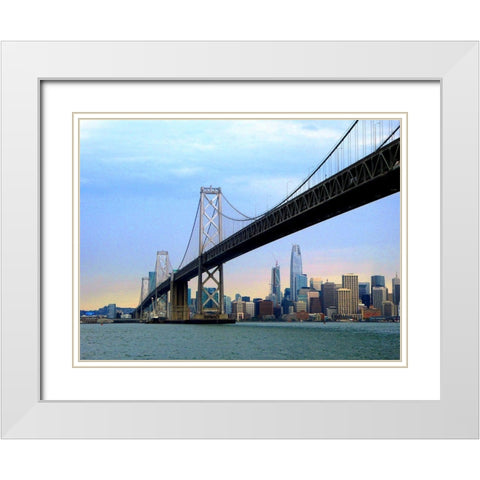 San Francisco Skyline White Modern Wood Framed Art Print with Double Matting by Ghanooni, Sarah