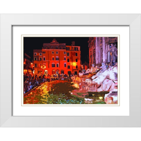 Trevi Fountain White Modern Wood Framed Art Print with Double Matting by Ghanooni, Sarah