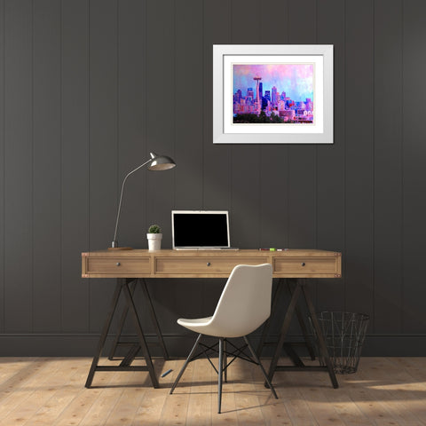 View of Seattle White Modern Wood Framed Art Print with Double Matting by Ghanooni, Sarah
