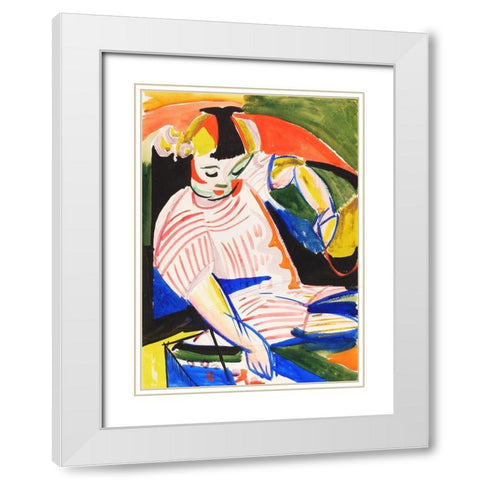 Child White Modern Wood Framed Art Print with Double Matting by Sayen, Henry Lyman