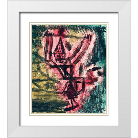 Fire Clown White Modern Wood Framed Art Print with Double Matting by Klee, Paul
