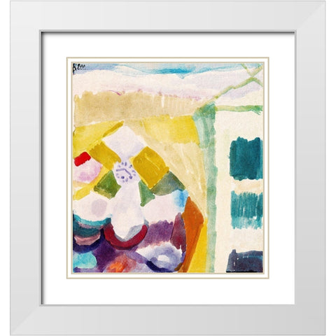 Interior with the Clock White Modern Wood Framed Art Print with Double Matting by Klee, Paul