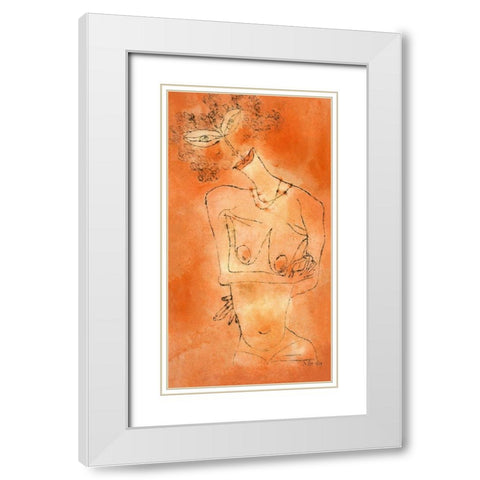 Lady Inclining Her Head White Modern Wood Framed Art Print with Double Matting by Klee, Paul