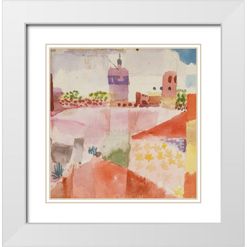 Hammamet with its Mosque 1914 White Modern Wood Framed Art Print with Double Matting by Klee, Paul