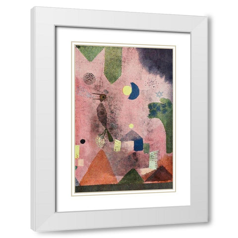 Singing Nightingale 1922 White Modern Wood Framed Art Print with Double Matting by Klee, Paul