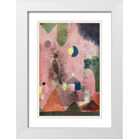 Singing Nightingale 1922 White Modern Wood Framed Art Print with Double Matting by Klee, Paul