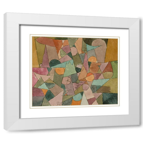 Untitled Abstract White Modern Wood Framed Art Print with Double Matting by Klee, Paul