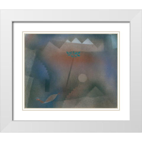 Bird Wandering Off White Modern Wood Framed Art Print with Double Matting by Klee, Paul