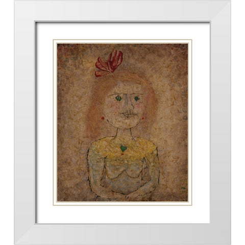 Small Portrait of a Girl in Yellow White Modern Wood Framed Art Print with Double Matting by Klee, Paul