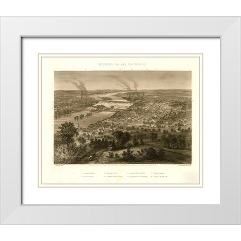 Richmond Virginia and Vicinity during the Civil War 1863 White Modern Wood Framed Art Print with Double Matting by Vintage Places