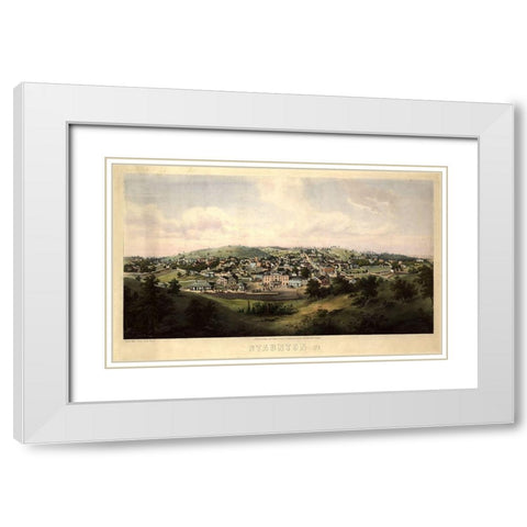 Staunton Virginia 1857 White Modern Wood Framed Art Print with Double Matting by Vintage Places