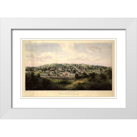 Staunton Virginia 1857 White Modern Wood Framed Art Print with Double Matting by Vintage Places
