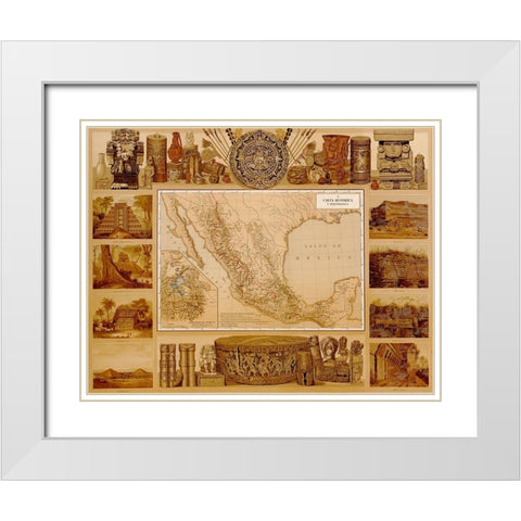 Archaeological Map of Mexico White Modern Wood Framed Art Print with Double Matting by Vintage Maps