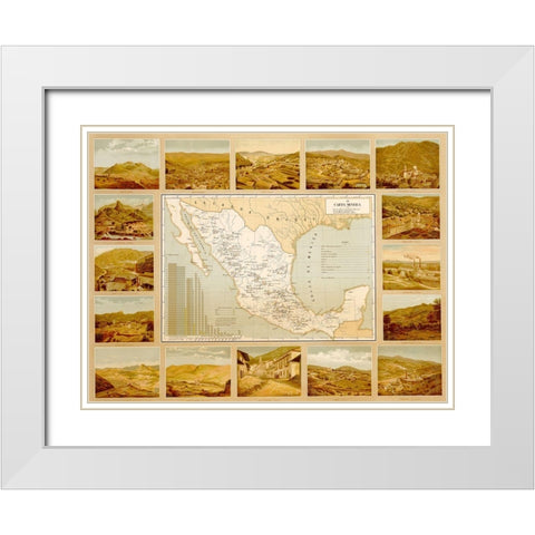 Mineralogical Map of Mexico White Modern Wood Framed Art Print with Double Matting by Vintage Maps