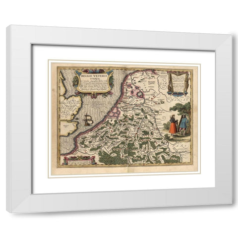 Belgium White Modern Wood Framed Art Print with Double Matting by Vintage Maps