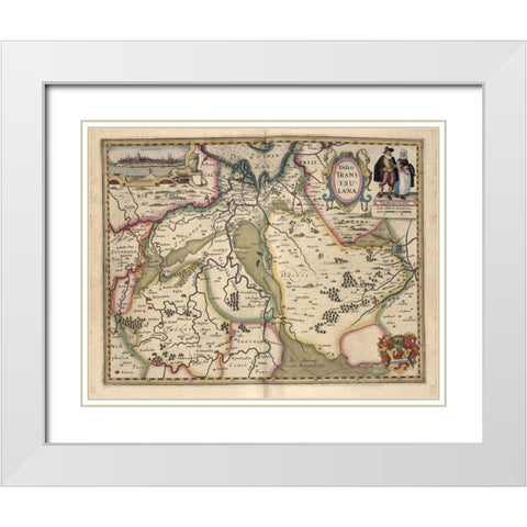 The Area around Deventer Netherlands White Modern Wood Framed Art Print with Double Matting by Vintage Maps