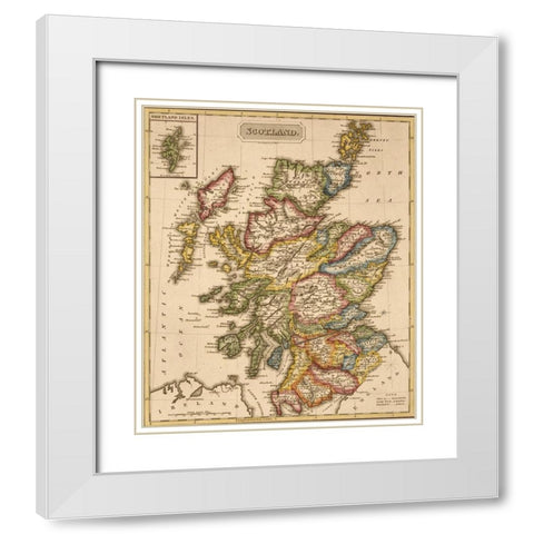 Scotland 1817 White Modern Wood Framed Art Print with Double Matting by Vintage Maps