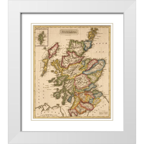 Scotland 1817 White Modern Wood Framed Art Print with Double Matting by Vintage Maps