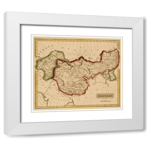 Tartary Mongolia 1817 White Modern Wood Framed Art Print with Double Matting by Vintage Maps