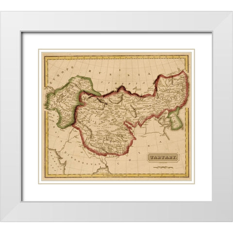Tartary Mongolia 1817 White Modern Wood Framed Art Print with Double Matting by Vintage Maps