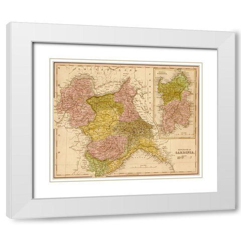 Kingdom of Sardinia 1844 White Modern Wood Framed Art Print with Double Matting by Vintage Maps