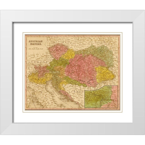 Austrian Empire 1844 White Modern Wood Framed Art Print with Double Matting by Vintage Maps