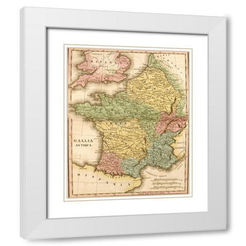 Ancient France Gallia Antiqua White Modern Wood Framed Art Print with Double Matting by Vintage Maps
