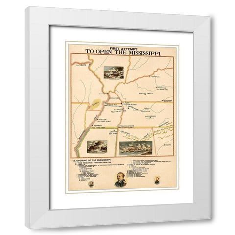 Civil War First Attempt to Open the Mississippi White Modern Wood Framed Art Print with Double Matting by Vintage Maps