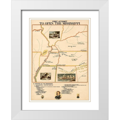 Civil War First Attempt to Open the Mississippi White Modern Wood Framed Art Print with Double Matting by Vintage Maps