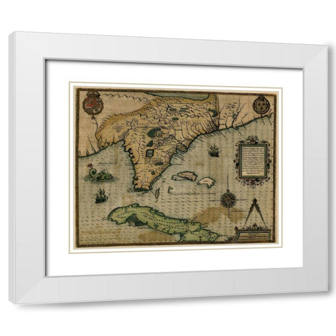 Cuba 1588 White Modern Wood Framed Art Print with Double Matting by Vintage Maps