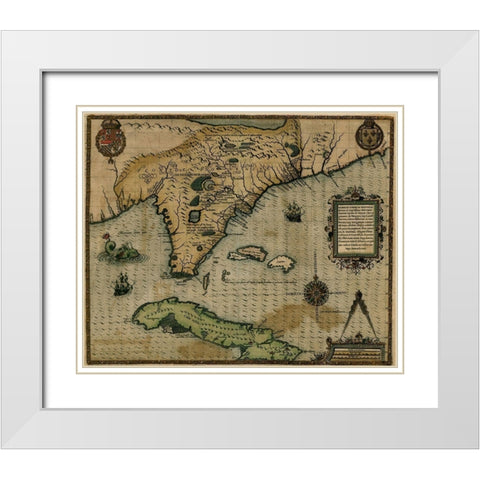 Cuba 1588 White Modern Wood Framed Art Print with Double Matting by Vintage Maps