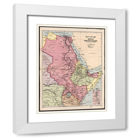 Nile Basin 1916 White Modern Wood Framed Art Print with Double Matting by Vintage Maps