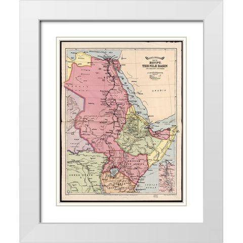 Nile Basin 1916 White Modern Wood Framed Art Print with Double Matting by Vintage Maps
