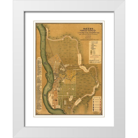Russia Tomsk 1898 White Modern Wood Framed Art Print with Double Matting by Vintage Maps